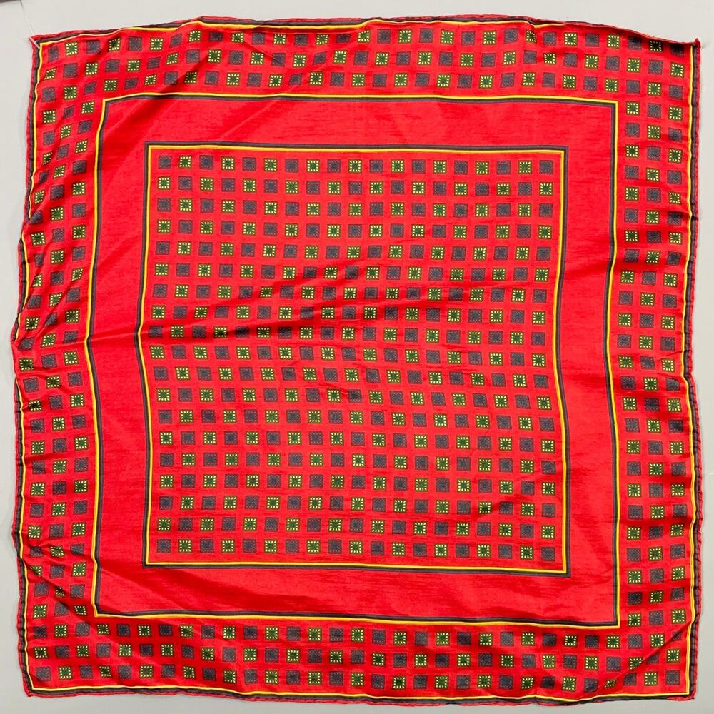 VINTAGE Red Green Yellow Squares Pocket Square